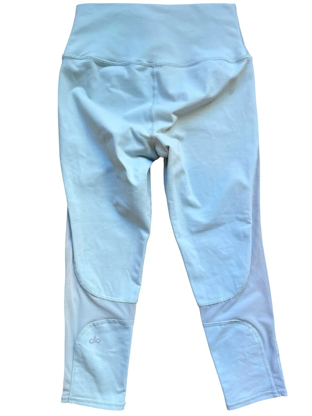 Alo Yoga Coast Capri Leggings High Waist Mesh Cropped Women's Med Baby Blue